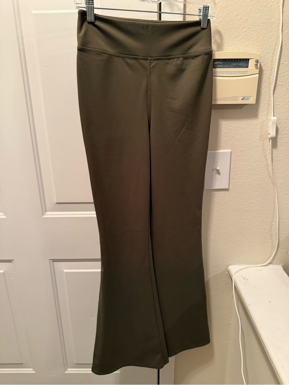 High-Rise Olive Flare Leggings